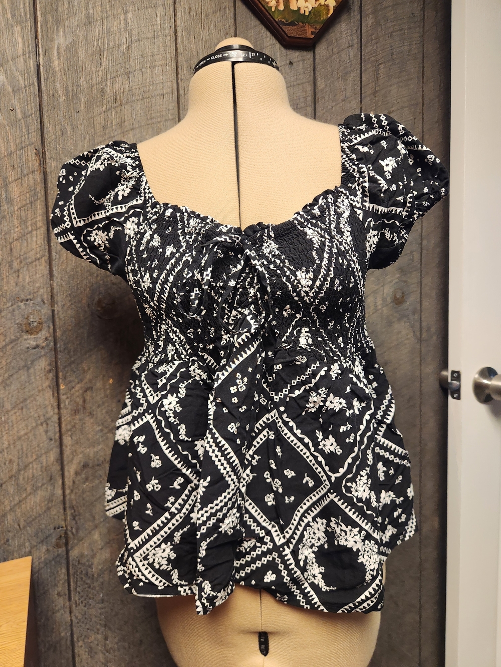 Black And White Baby Doll Top